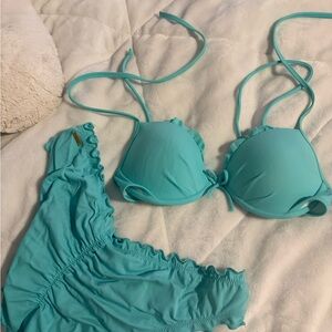 Victoria's Secret Aqua Blue Ruffled Bikini Set